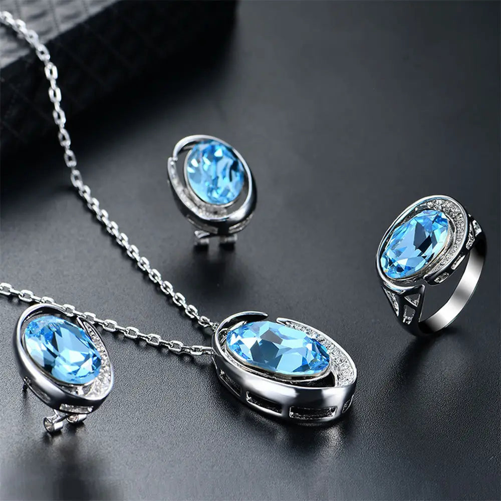 Timeless Blue Zircon Gemstone Jewelry Set for Women - Gems Ritual