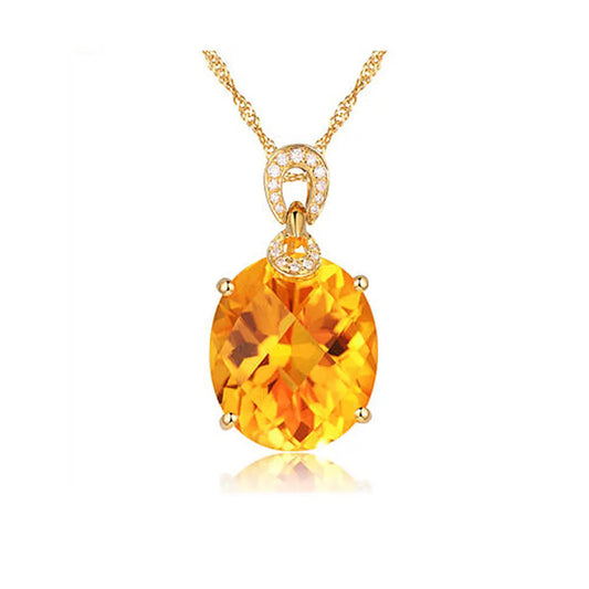 Elegant Citrine Necklace with Oval Cut Gemstone Gems Ritual