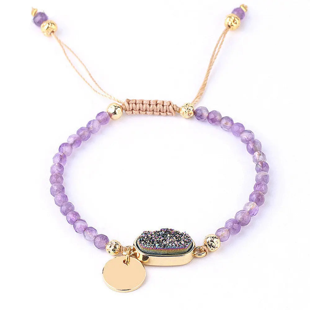 Unique Amethyst Healing Crystal Bracelet Gems Ritual