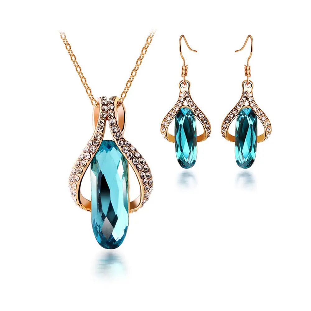 Radiant Peacock Blue Diamond Jewelry Set - Gems Ritual