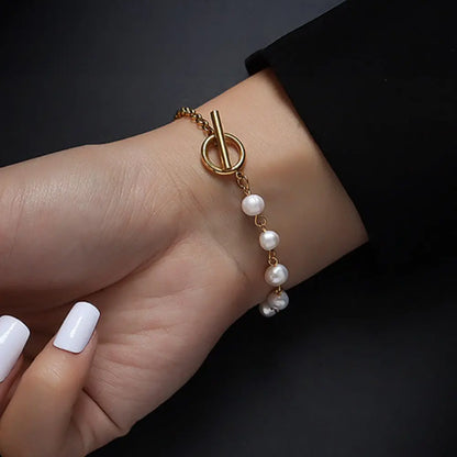 Timeless Pearl Necklace and Bracelet Set – Elegant Buckle Design Gems Ritual