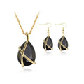 Aura Crystal Jewelry Set – Teardrop Pendant & Earrings Design - Gems Ritual
