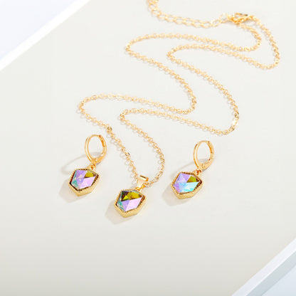 Elite Fashion Resin Crystal Pendant Necklace and Earring Set for Women Gems Ritual