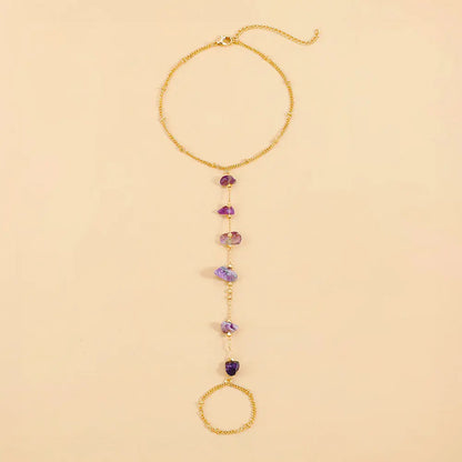 Purple Anklet with Amethyst Charm Gems Ritual