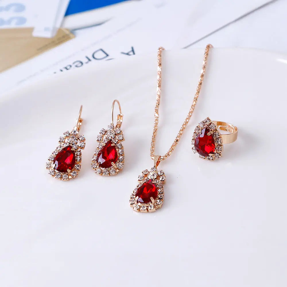 Luxury Water Drop Jewelry Bridal Set Gems Ritual