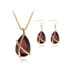 Aura Crystal Jewelry Set – Teardrop Pendant & Earrings Design - Gems Ritual