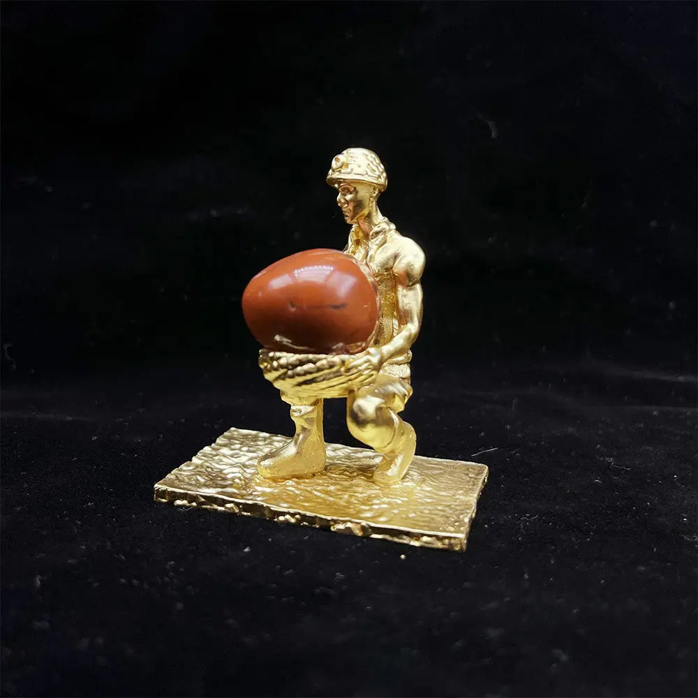 Handcrafted Natural Stone Miner Figurine Gems Ritual