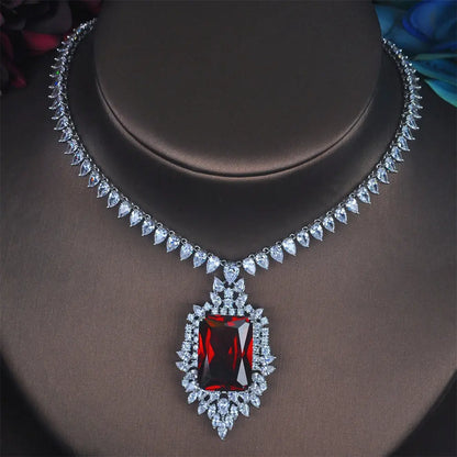 Luxury Red Stone Necklace Set Gems Ritual