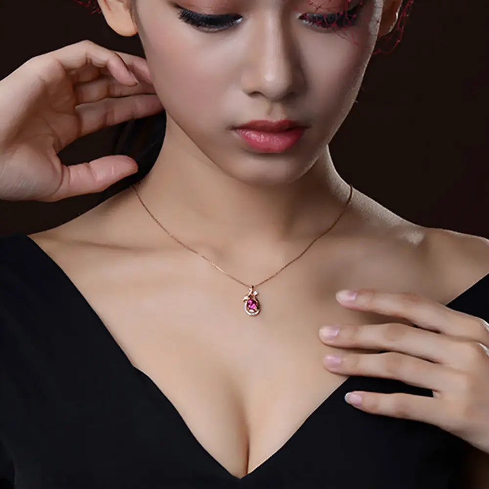 Romantic Rose Gold Jewelry with Red Tourmaline Gems Ritual