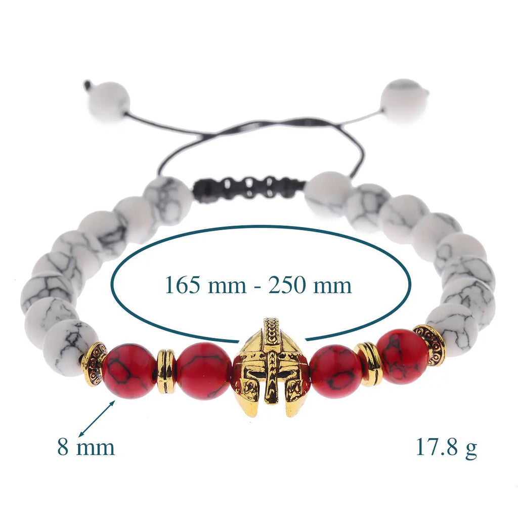 Bold and Grounded Volcanic Beads Spartan Helmet Bracelet - Gems Ritual