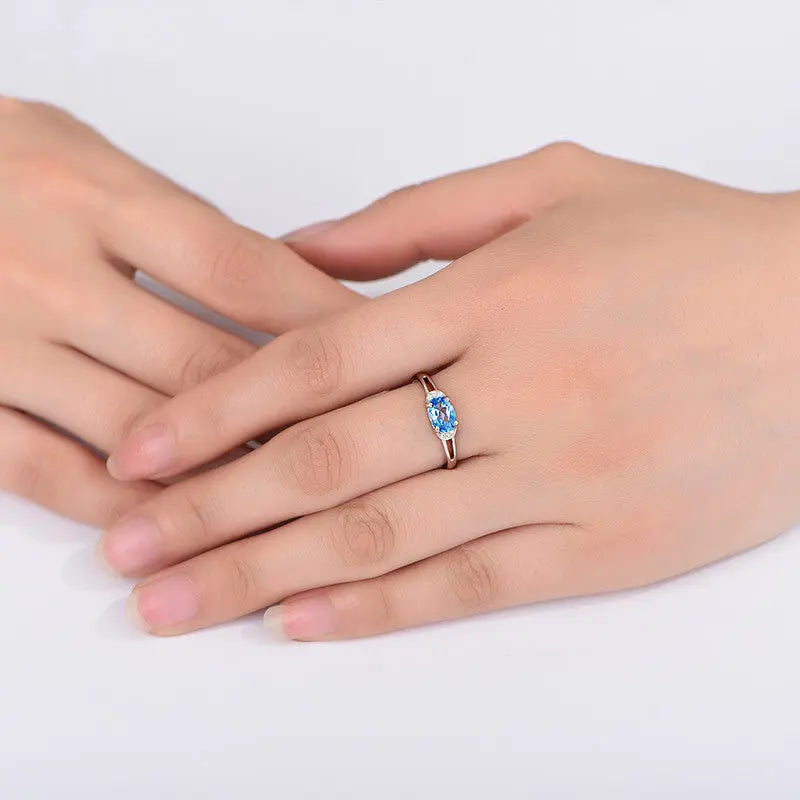 Serene Beauty Aquamarine Ring – Enhanced with Topaz Crystals - Gems Ritual