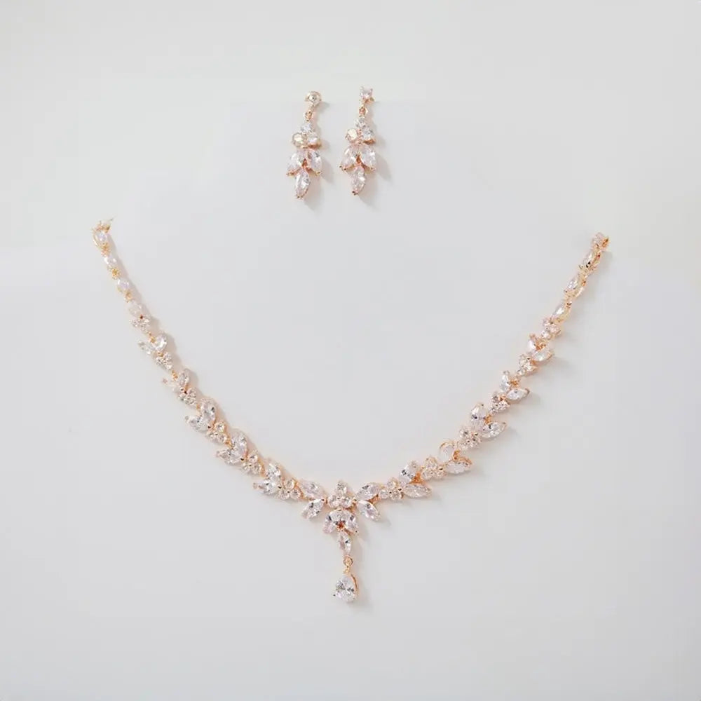 Elegant Zircon Necklace and Drop Earrings Jewelry Set for Women Gems Ritual