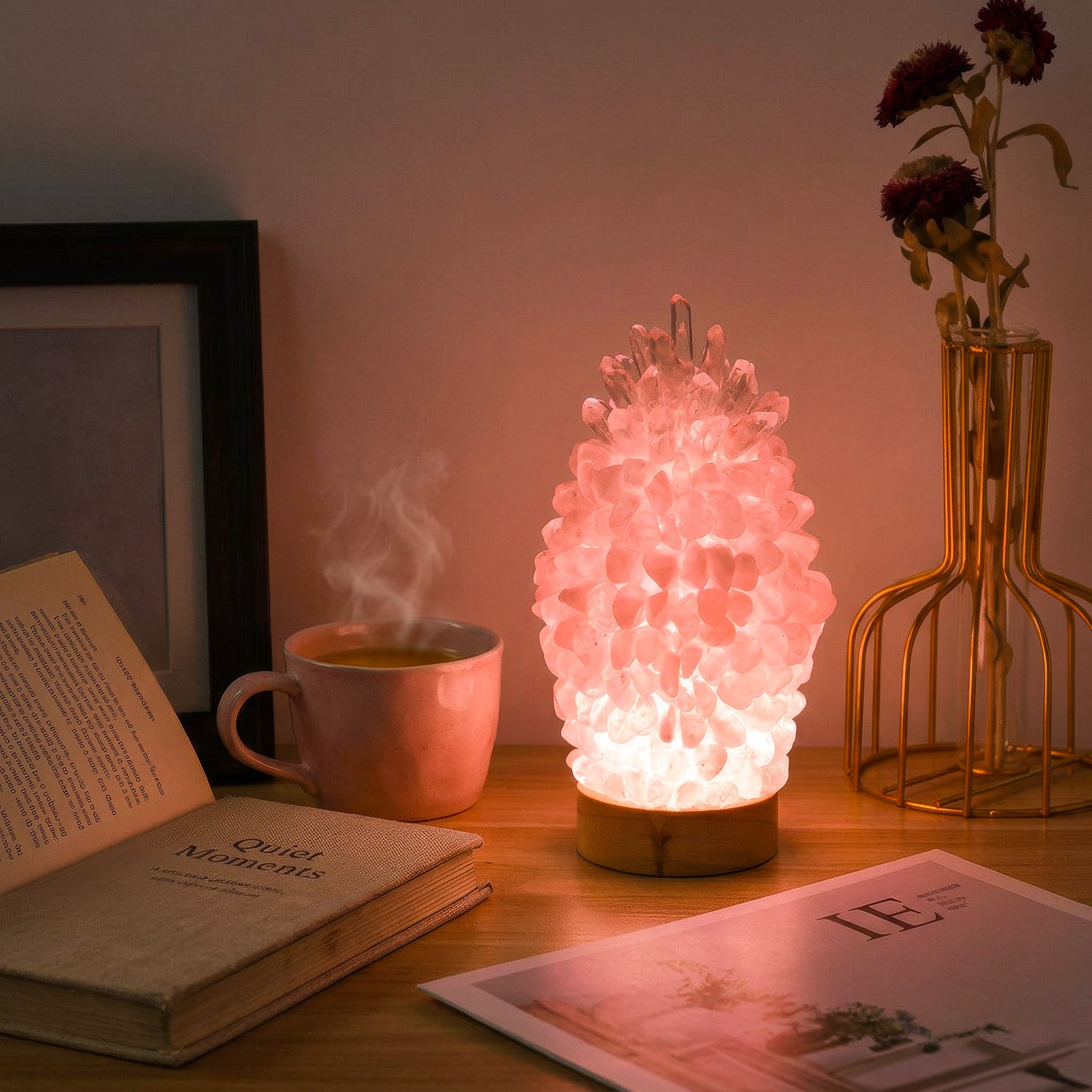 Enchanting Pink Gemstone Crystal Night Light Gems Ritual