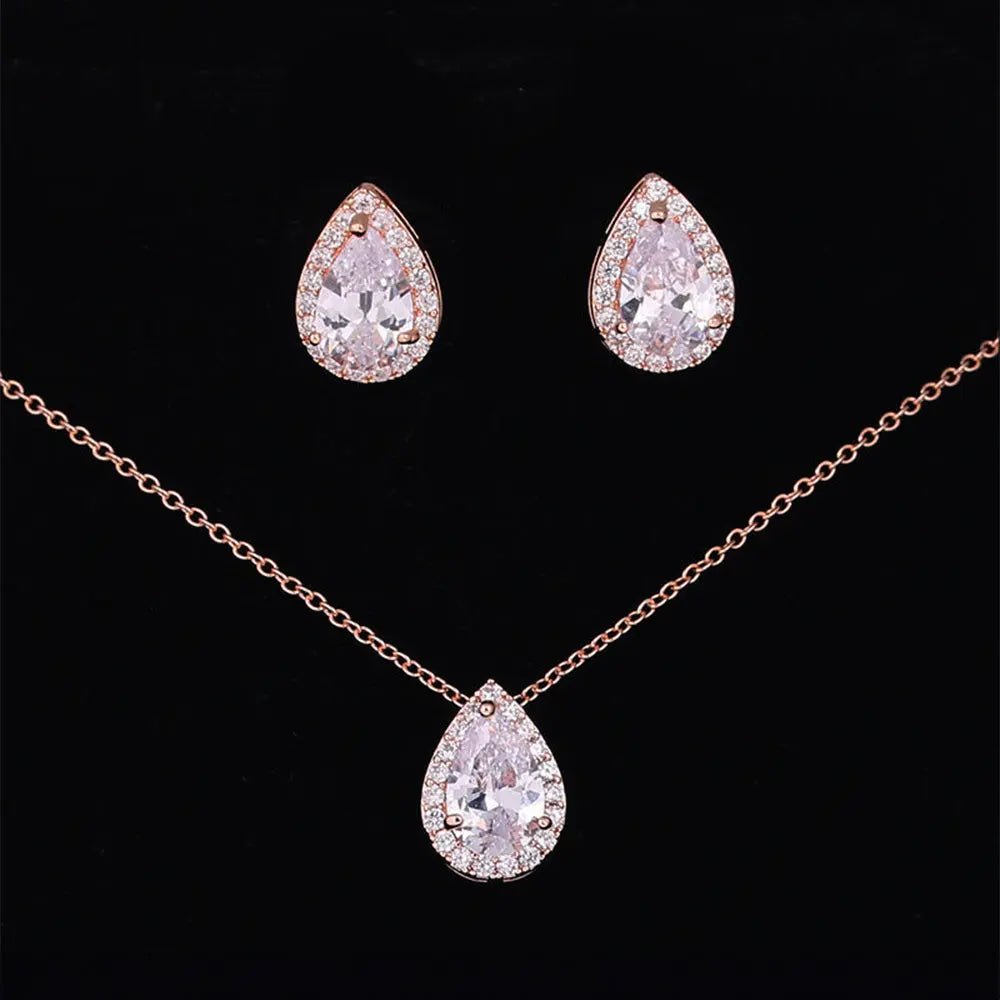 Timeless Zircon Wedding Set with Necklace and Earrings - Gems Ritual