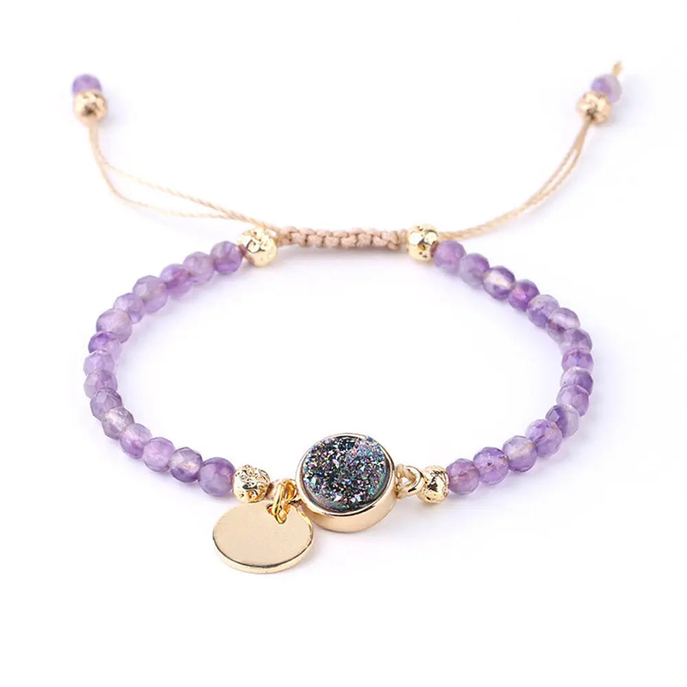 Unique Amethyst Healing Crystal Bracelet Gems Ritual