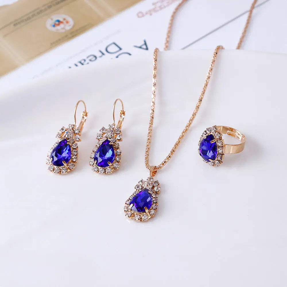 Luxury Water Drop Jewelry Bridal Set Gems Ritual