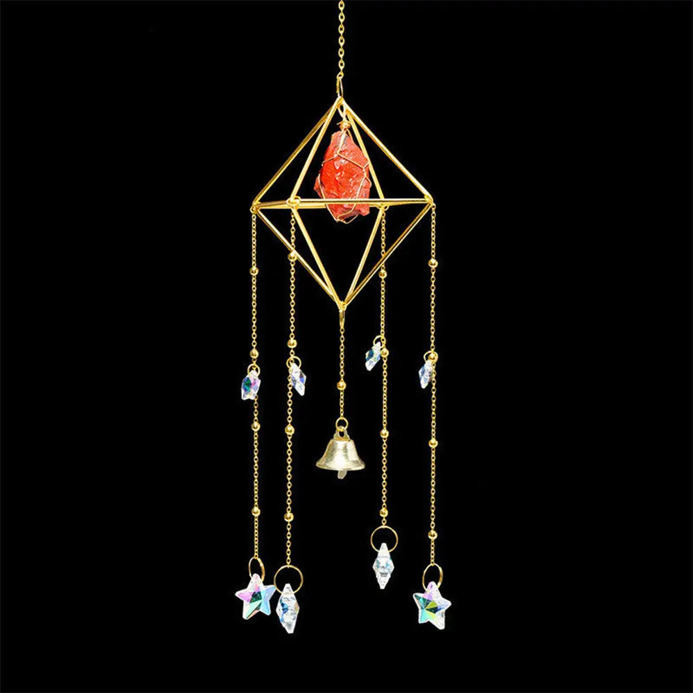 Enchanting Crystal Wind Bell with Natural Stones Gems Ritual