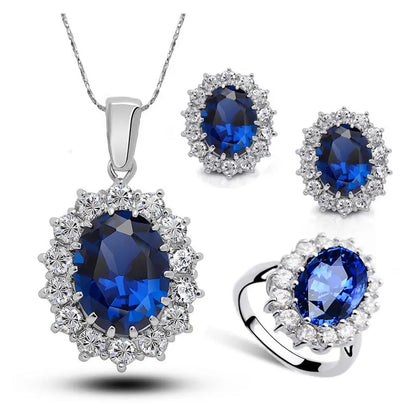 Glamorous Sapphire Jewelry Set with Zirconia Accents Gems Ritual