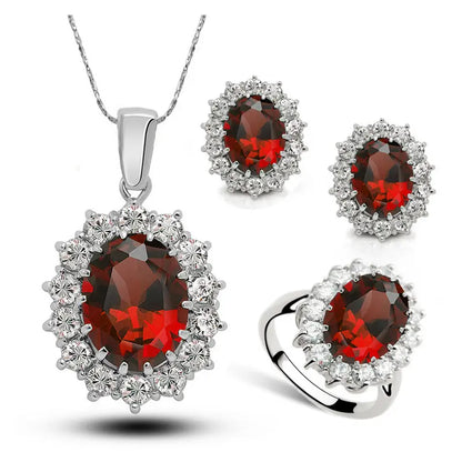 Glamorous Sapphire Jewelry Set with Zirconia Accents Gems Ritual