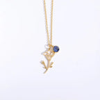 Personalized Birthstone Necklace – Elegant Zircon Flower Pendant Gems Ritual