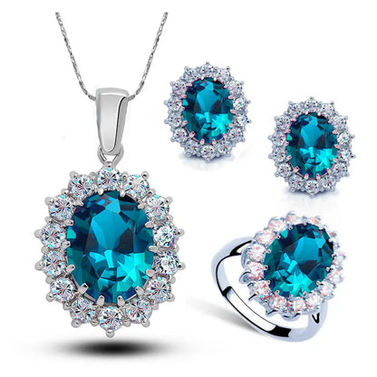 Glamorous Sapphire Jewelry Set with Zirconia Accents Gems Ritual