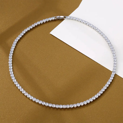 Unisex Tennis Chain Necklace with Dazzling Zircon Stones Gems Ritual