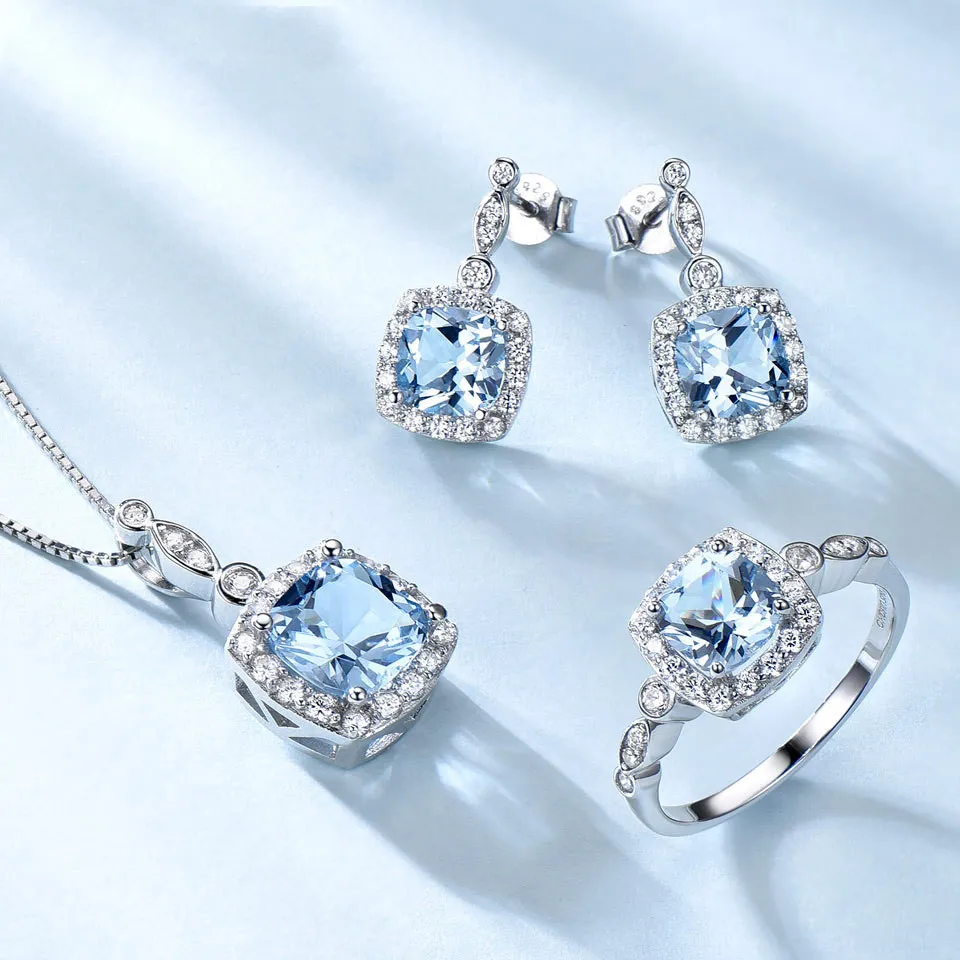 Sky Blue Topaz Silver Set