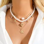 Starfish Pearl Shell Layered Necklace Set – 3 - Piece Beach Jewelry - Gems Ritual