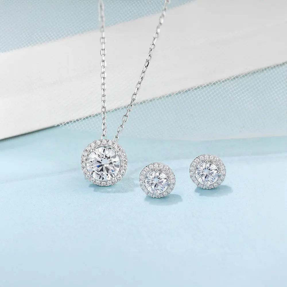 Ethical Moissanite Jewelry Set with Necklace and Earrings - Gems Ritual