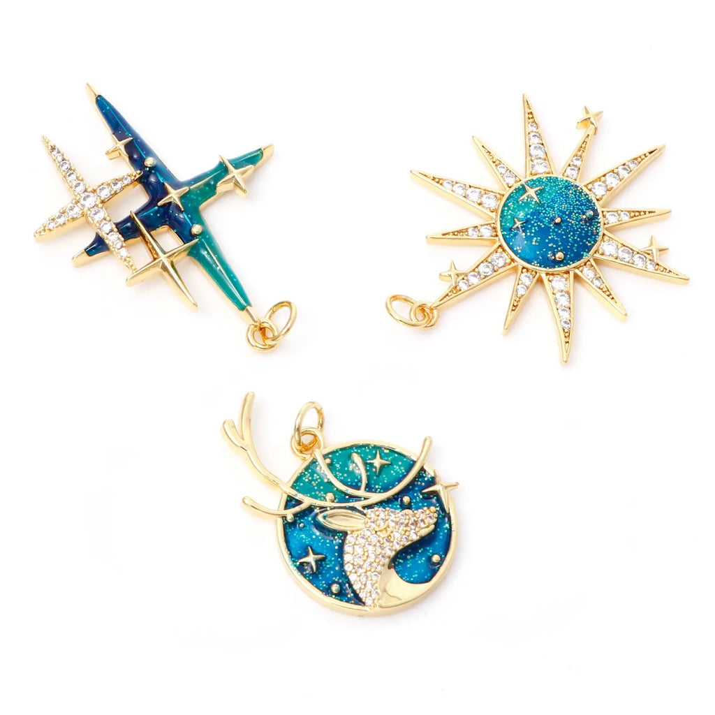 Celestial Zircon Necklace – Sun, Moon & Star Jewelry Gems Ritual