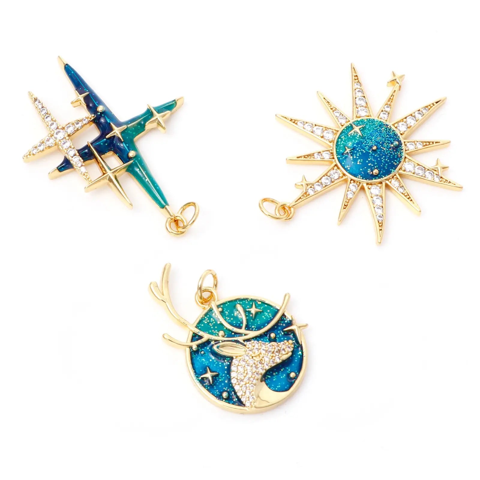 Celestial Zircon Necklace – Sun, Moon & Star Jewelry Gems Ritual