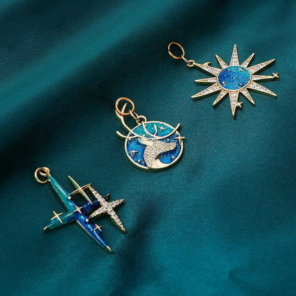 Celestial Zircon Necklace – Sun, Moon & Star Jewelry Gems Ritual