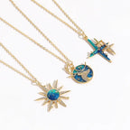 Celestial Zircon Necklace – Sun, Moon & Star Jewelry Gems Ritual