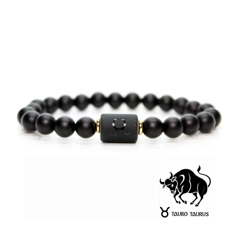 Astrology Birthstone Bracelet – Black Agate Protection Beads Gems Ritual