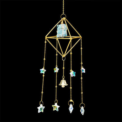 Enchanting Crystal Wind Bell with Natural Stones Gems Ritual