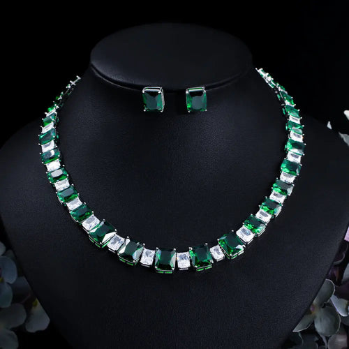 Green Zircon Bridal Jewelry Set - Classic & Glamorous - Gems Ritual