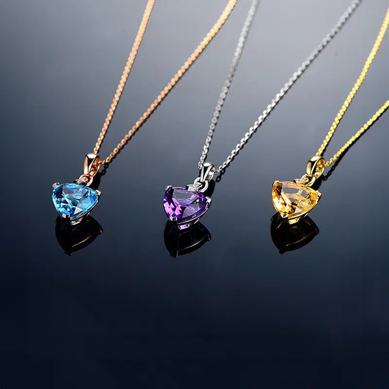 Collier - Améthyste - Aigue-marine - Citrine - Cristal