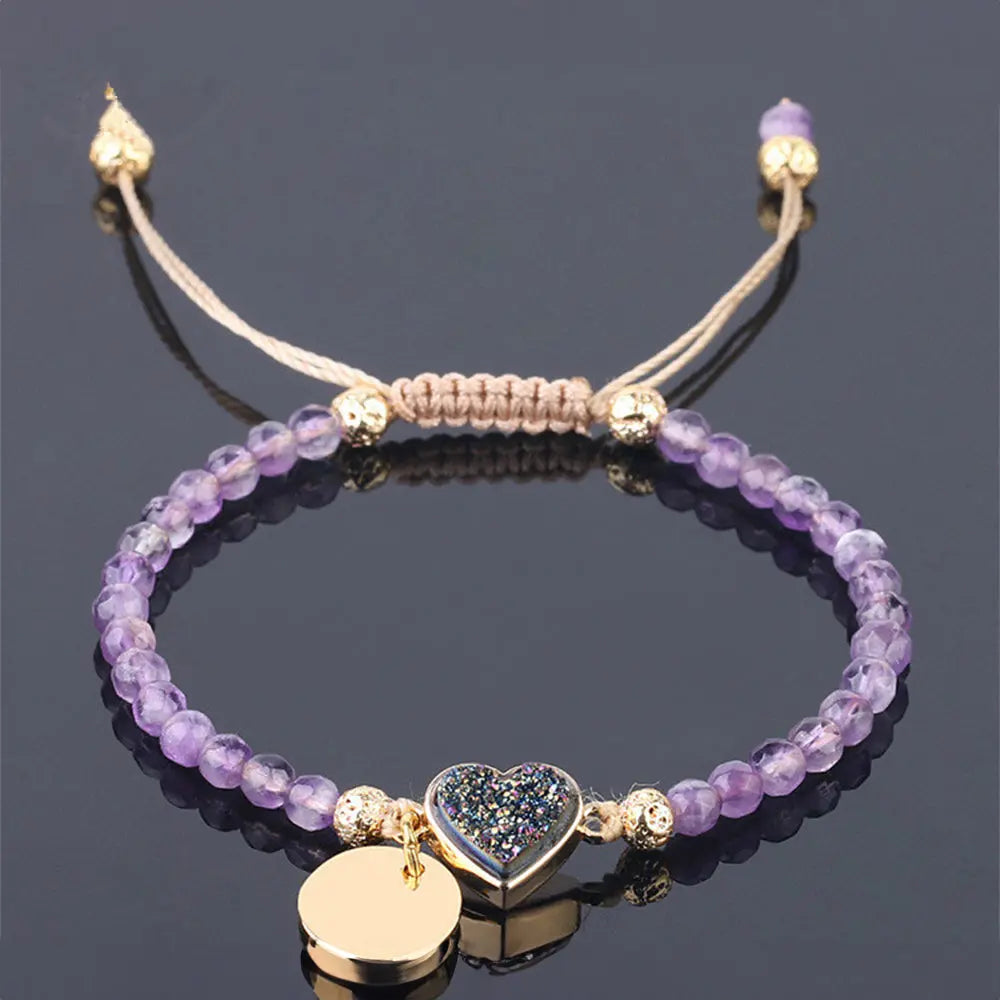 Unique Amethyst Healing Crystal Bracelet Gems Ritual