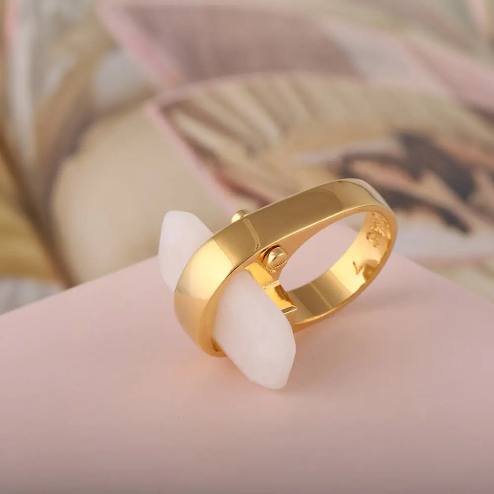 Sophisticated Natural Stone Ring with a Contemporary Twist - Gems Ritual