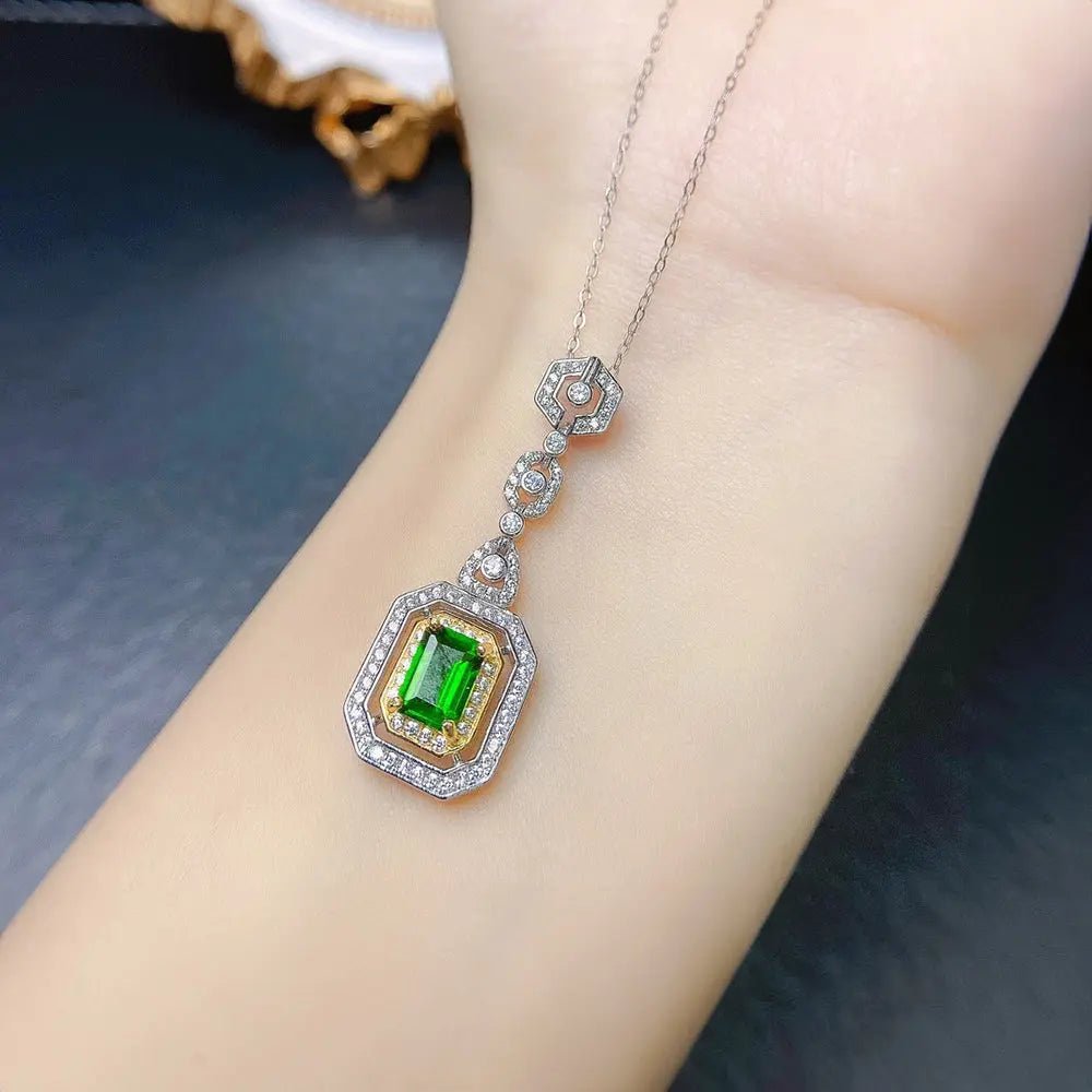 Diopside Stone Necklace – Refined and Elegant Silver Jewelry - Gems Ritual