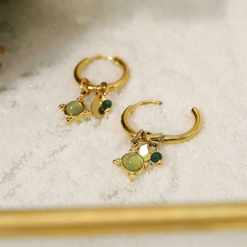 Green Aventurine Earrings for Mindful Elegance - Gems Ritual