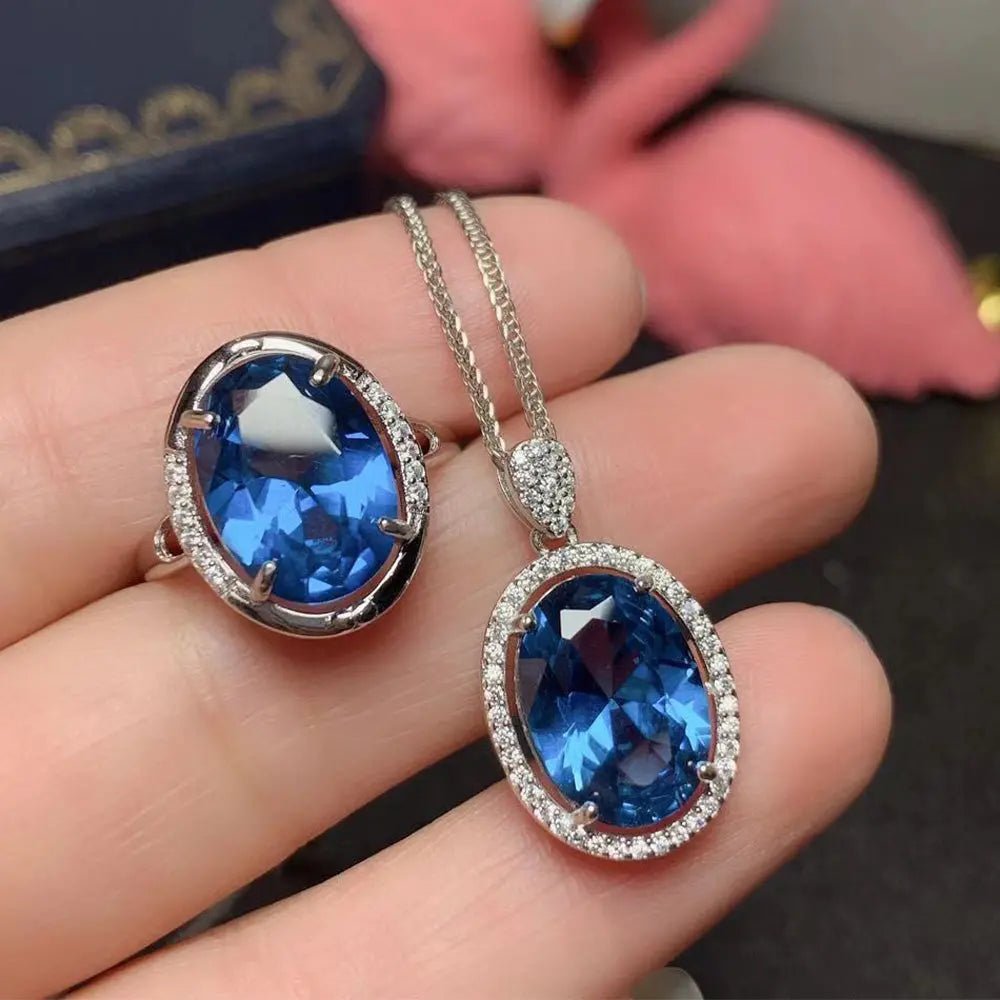 Genuine Blue Topaz Jewelry Set – Modern Sophistication - Gems Ritual
