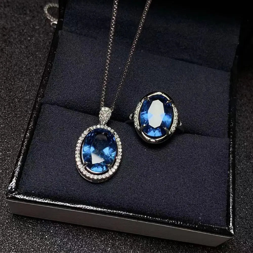 Genuine Blue Topaz Jewelry Set – Modern Sophistication - Gems Ritual
