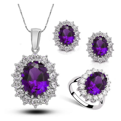 Glamorous Sapphire Jewelry Set with Zirconia Accents Gems Ritual