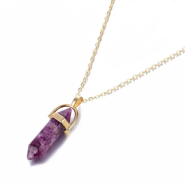 Hexagon Healing Crystal Necklace – Timeless Energy Jewelry Piece Gems Ritual