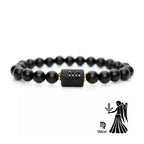 Astrology Birthstone Bracelet – Black Agate Protection Beads Gems Ritual