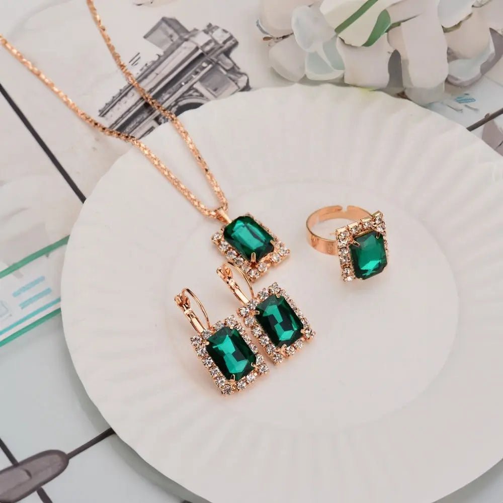 Elegant Wedding Jewelry Set with Crystals - Gems Ritual
