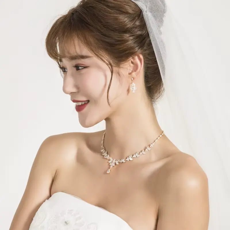 Timeless Zircon Bridal Set – Necklace and Earrings - Gems Ritual