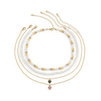Dainty Crystal Diamond Necklace with Multi-Layer Natural Beads - Gems Ritual