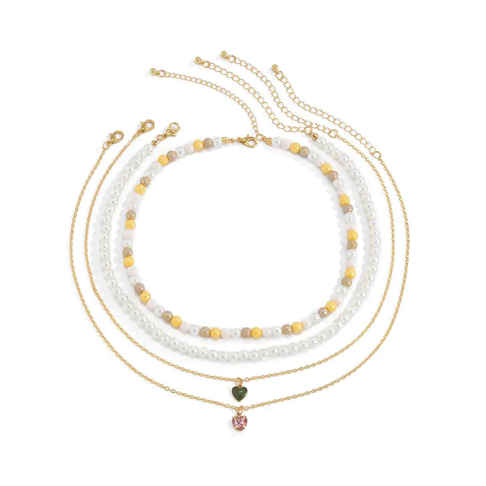 Dainty Crystal Diamond Necklace with Multi-Layer Natural Beads - Gems Ritual